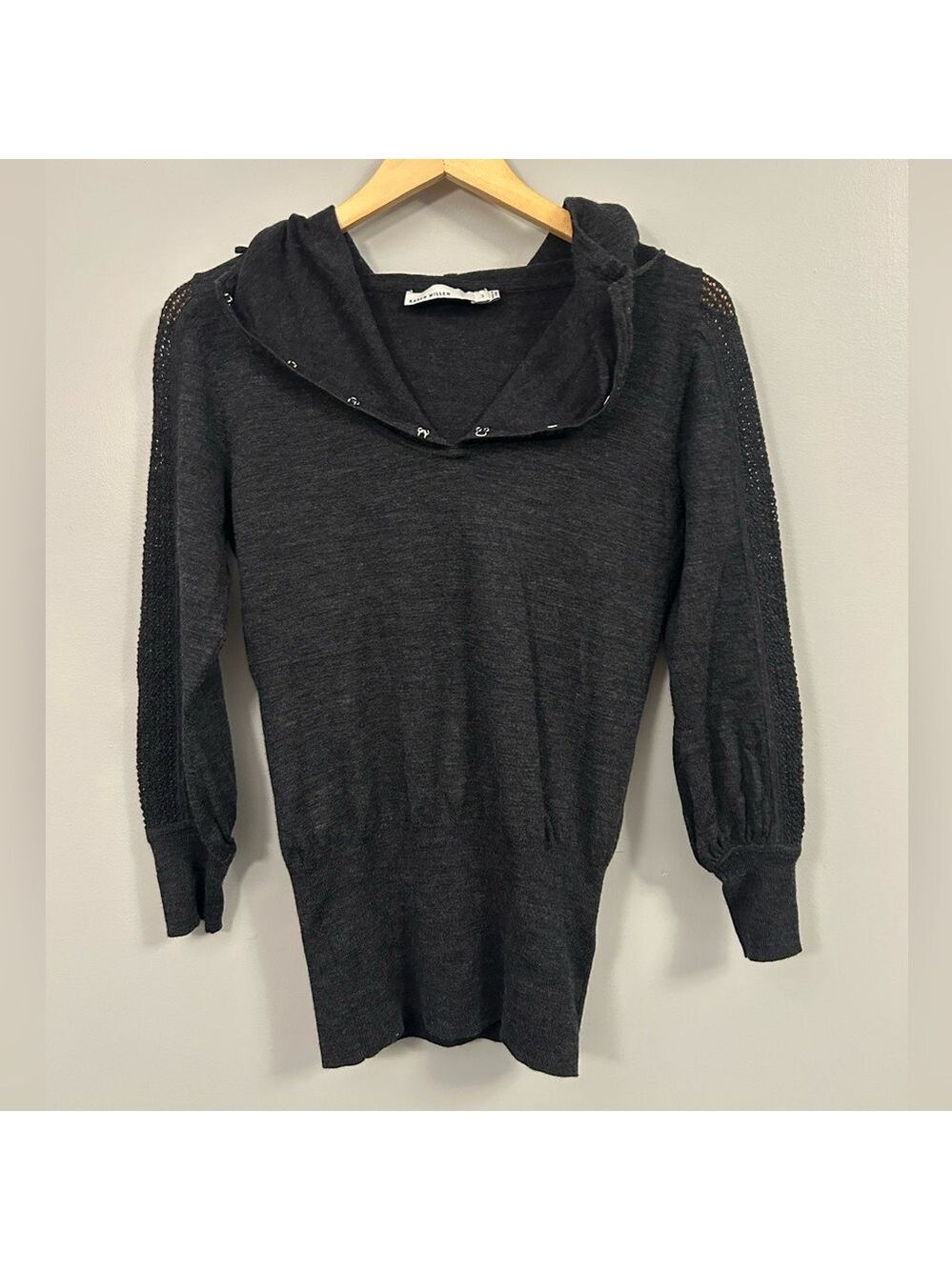 Karen Millen Charcoal Hooded Knit Sweater Size 3